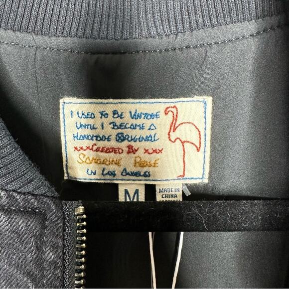 SANDRINE ROSE Black Zip Bomber NWT in Medium - Picture 3 of 8